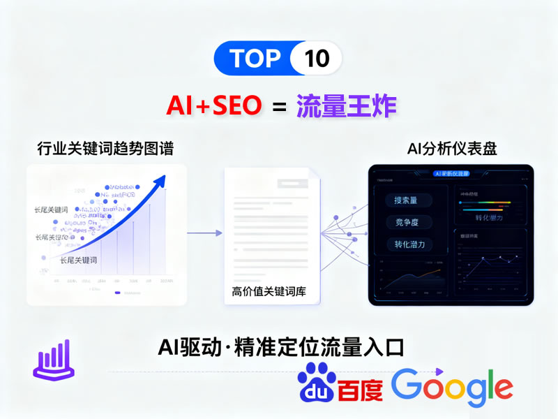 AI SEO服务展示，人工智能辅助SEO优化的界面示意图